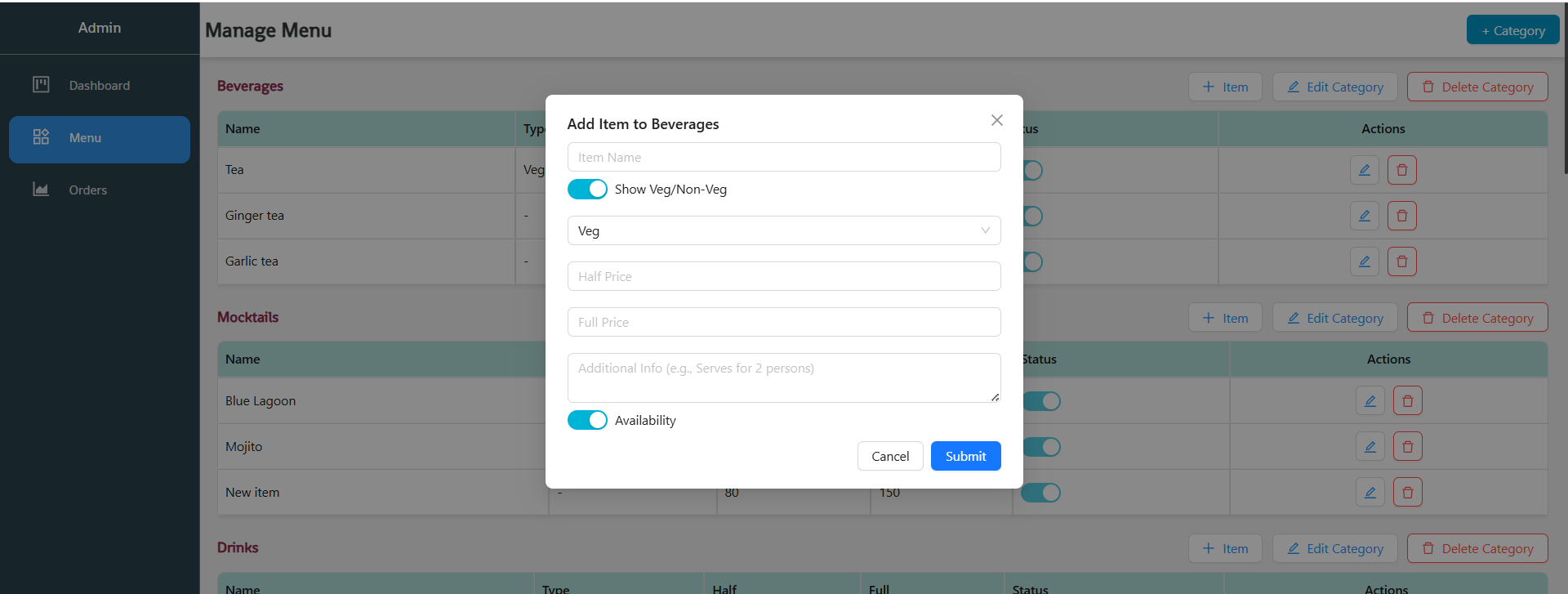 Seamless Menu Management